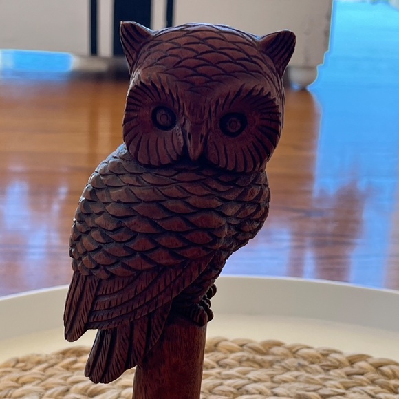 Artisan Signed Wooden Hand Carved Owl Vintage signed J Burris 85 - Picture 4 of 17